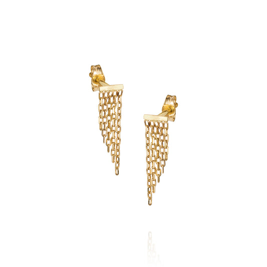 18ct yellow gold small studs with sloped fringe