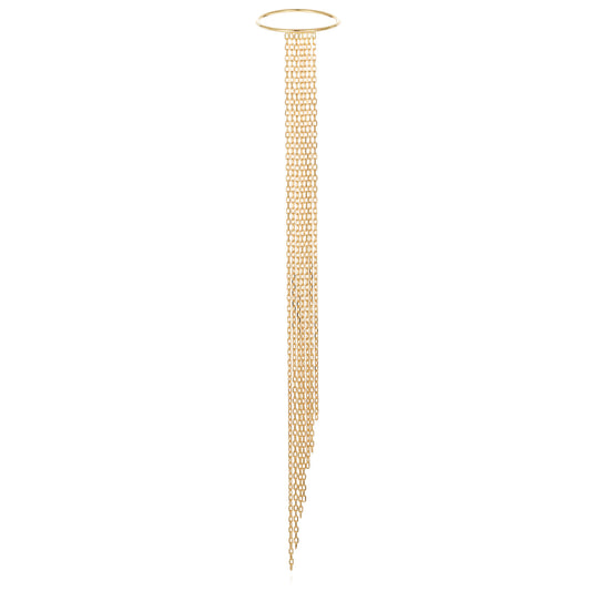 18ct yellow gold ring with long tapered fringe bangle