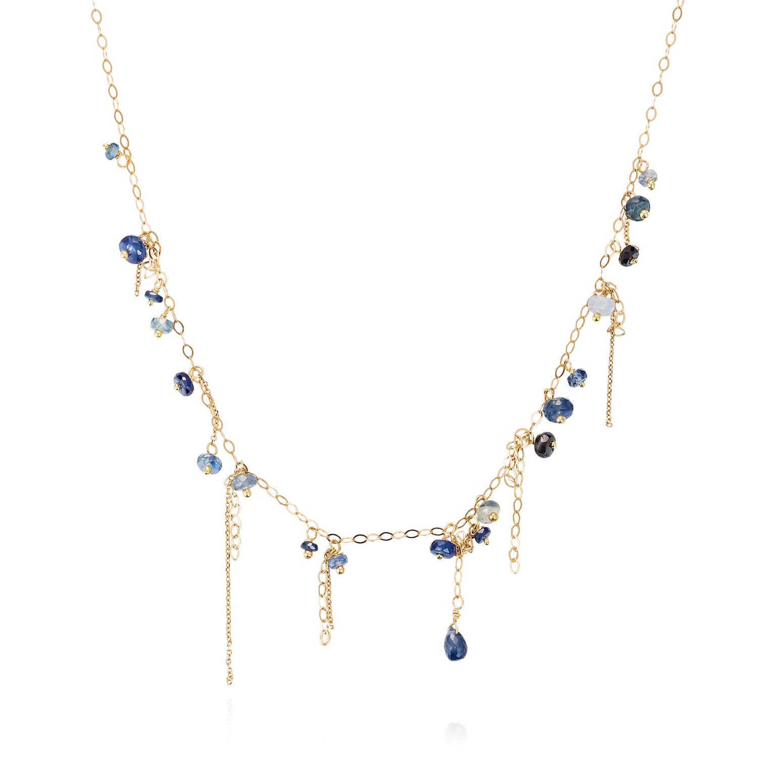 18ct yellow gold Blue Sapphire necklace