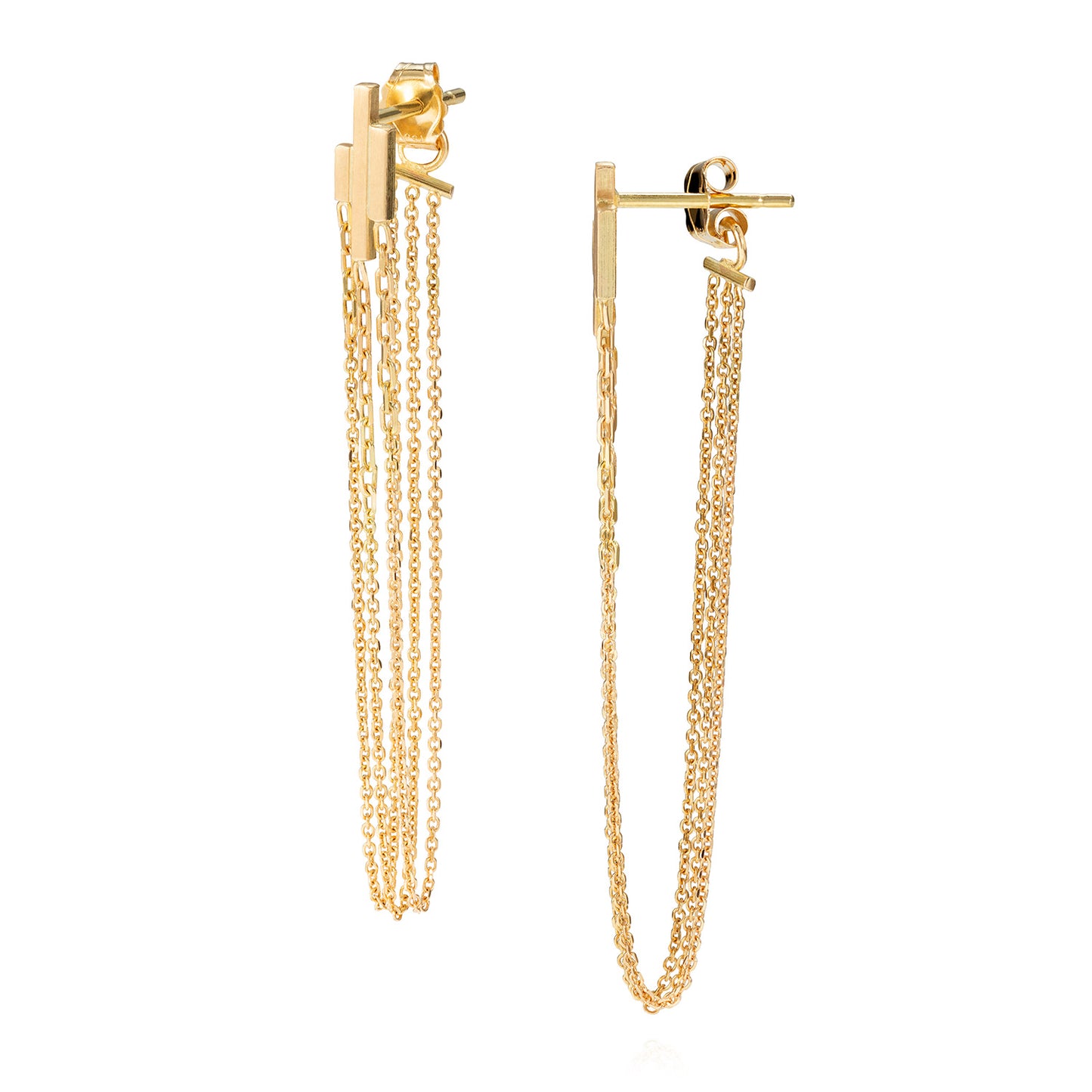 DECO DECADENCE STUDS WITH LAYERED CHAINS