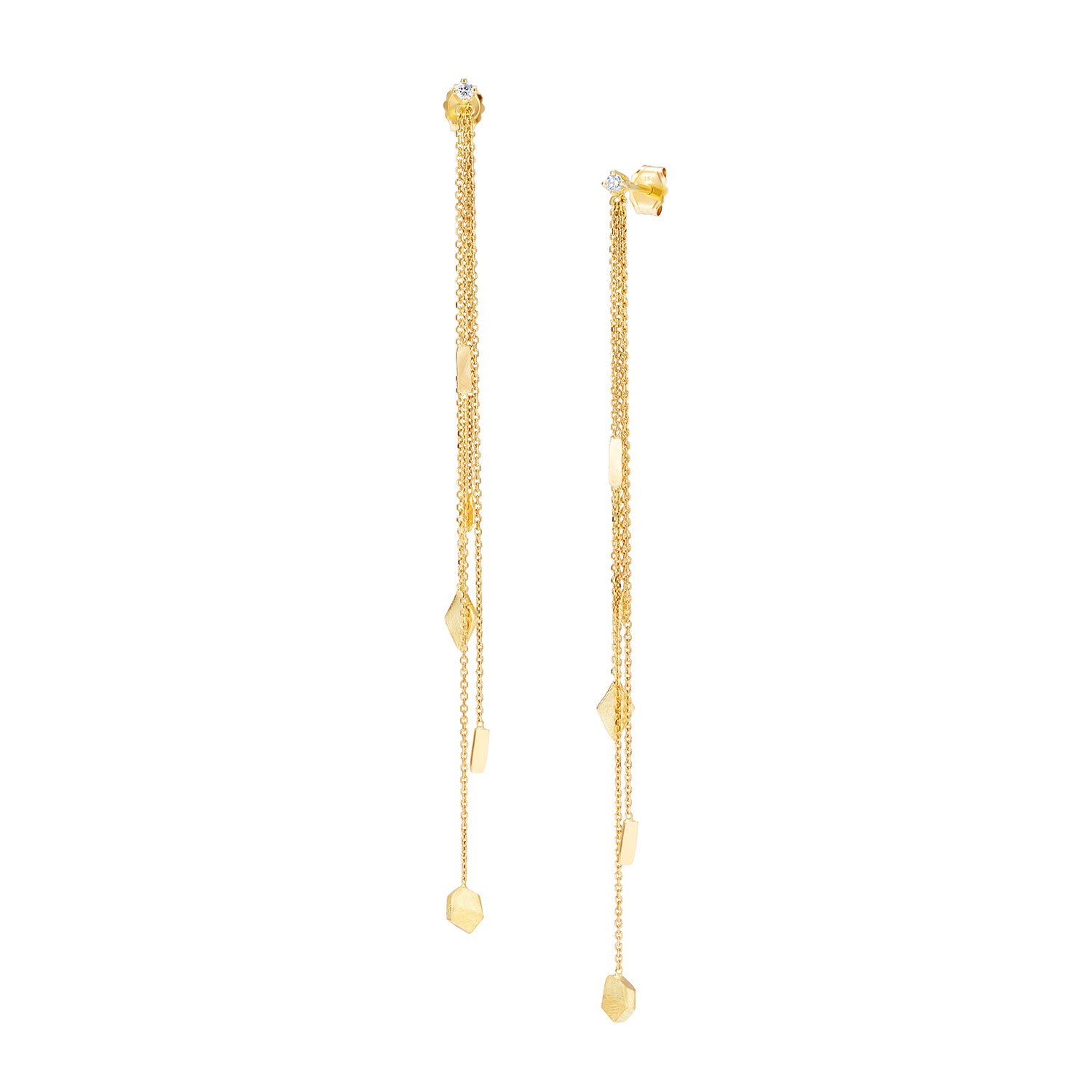 Manufacturer of 22kt gold plain casting fancy earrings with chain tassels |  Jewelxy - 103433