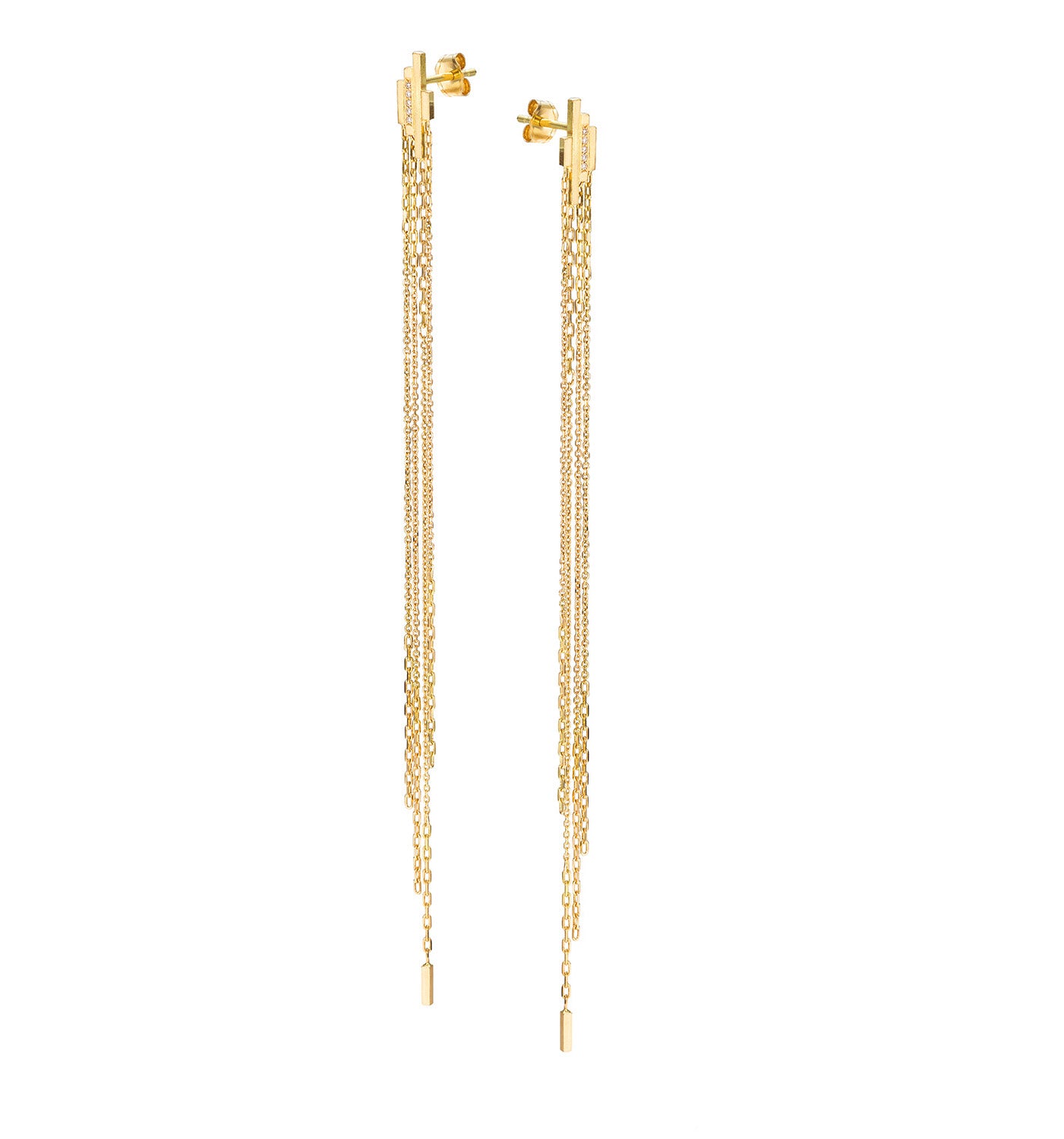 Deco Decadence Studs with Long Chains