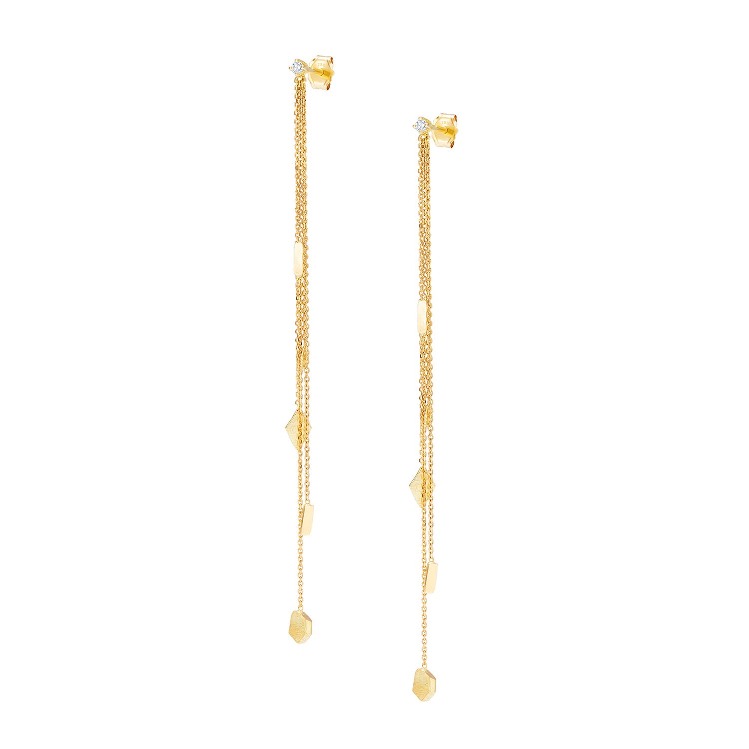 Shiny Dangling Chain 21k Gold Hanging Earrings – Andaaz Jewelers