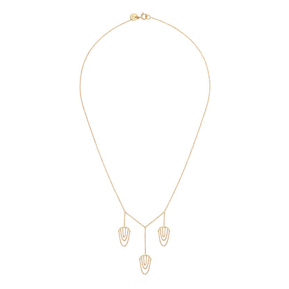Sweet Pea 18ct yellow gold Nouveau Now triple drop necklace with looped chains. 