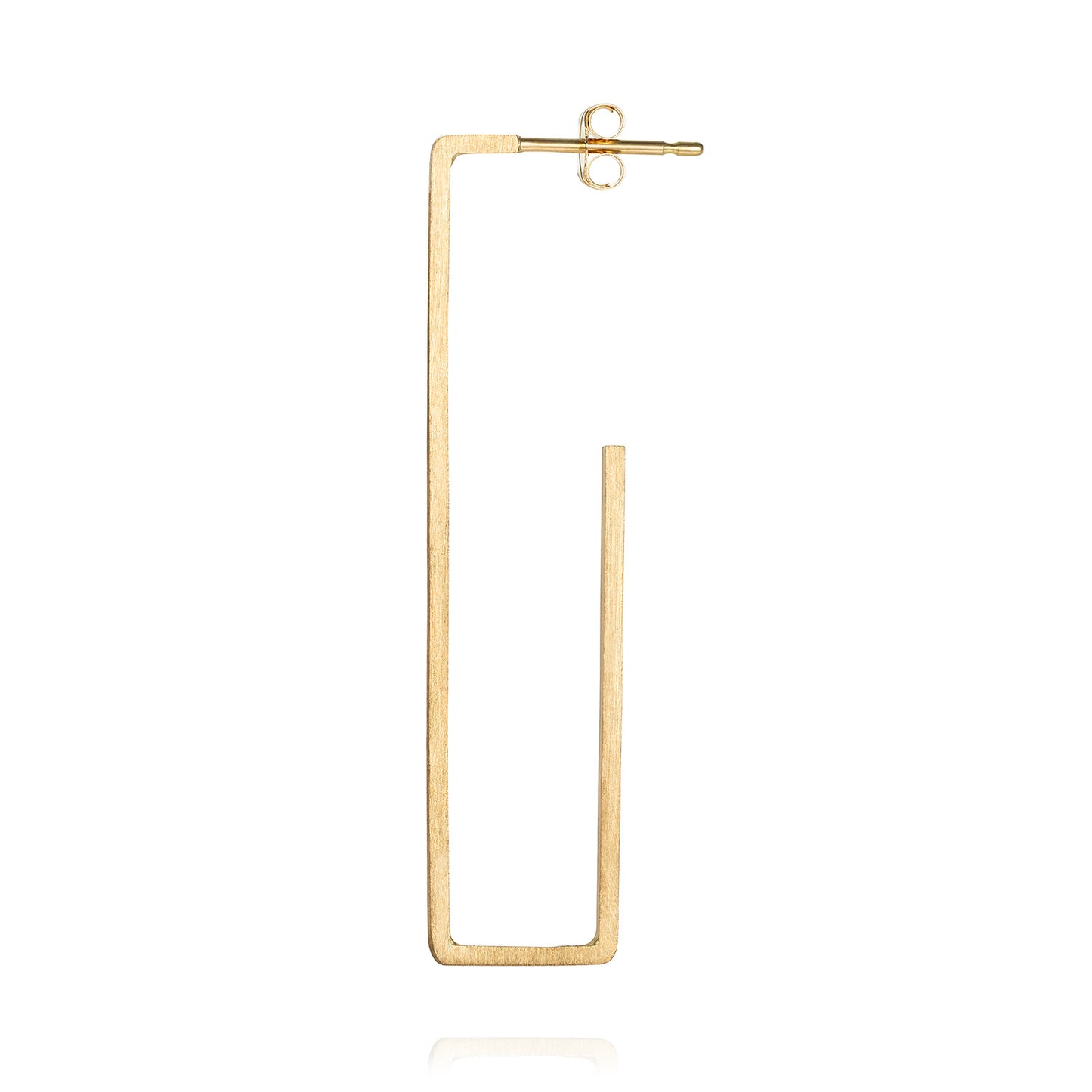 Sweet Pea Precious Maze single 18ct yellow gold square wire rectangle brushed earring  
