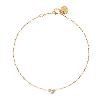 18ct yellow gold bracelet with 3 Diamonds in a v-shape cluster