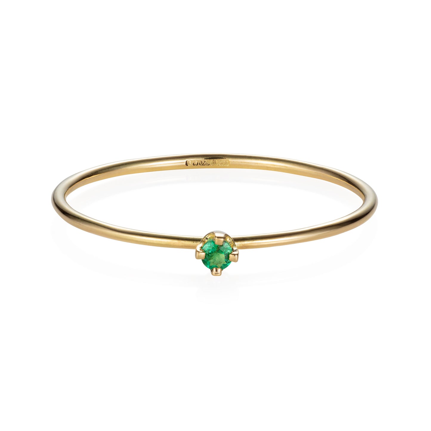 18 ct yellow gold ring with set emerald