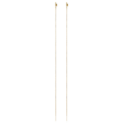 18ct yellow gold bar studs with brushed bar set with 3 Diamonds and long hanging chain