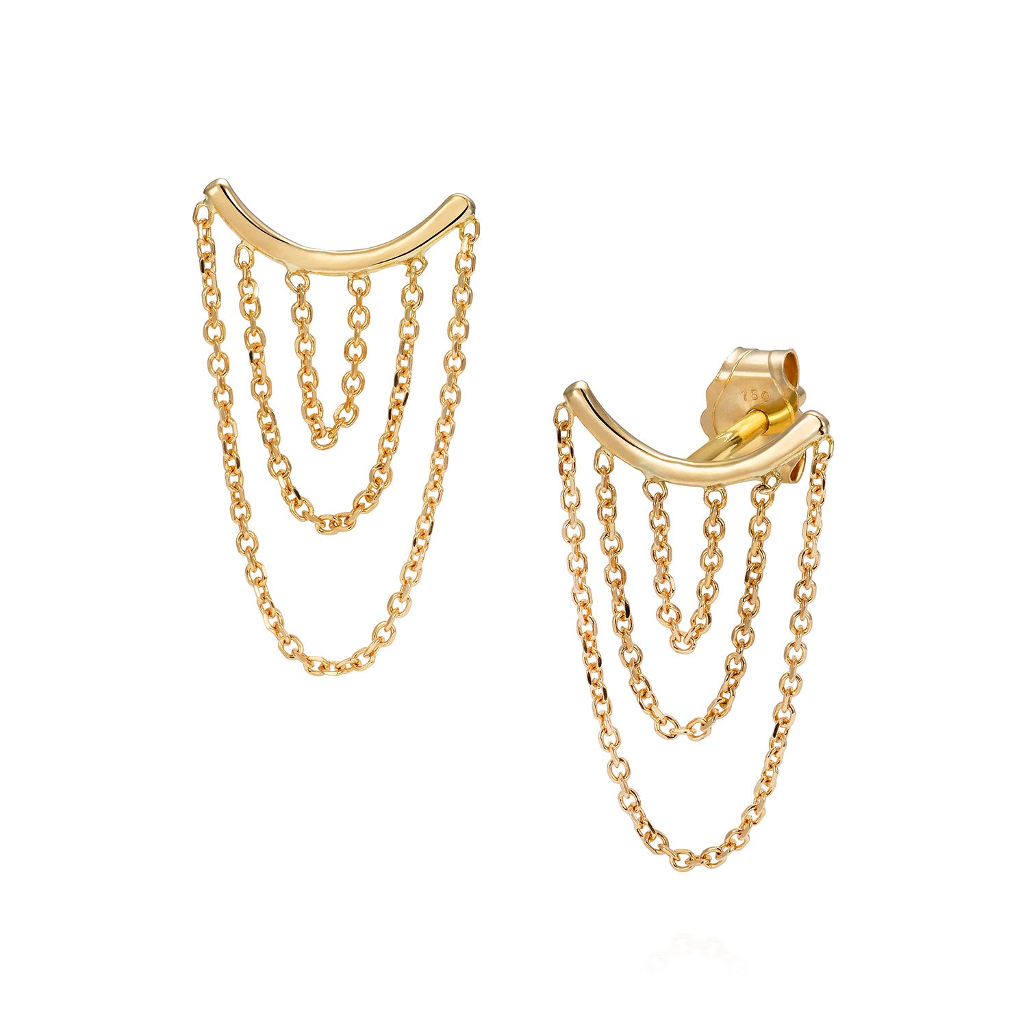 Sweet Pea 18ct yellow gold Nouveau Now chain stud earrings.