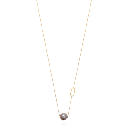 Linked with Love Long Necklace With Pink Baroque Pearl