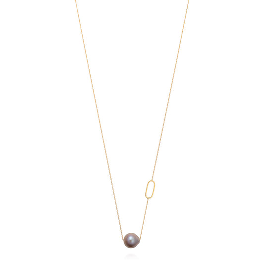 Linked with Love Long Necklace With Pink Baroque Pearl