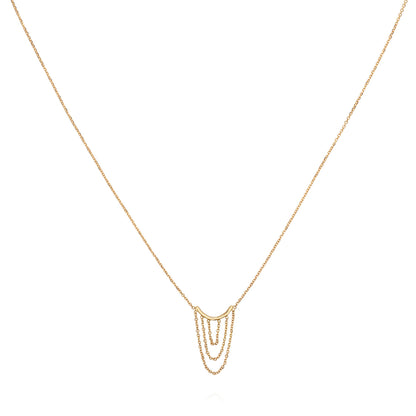 Sweet Pea 18ct yellow gold Nouveau Now small necklace with looped chains close up. 