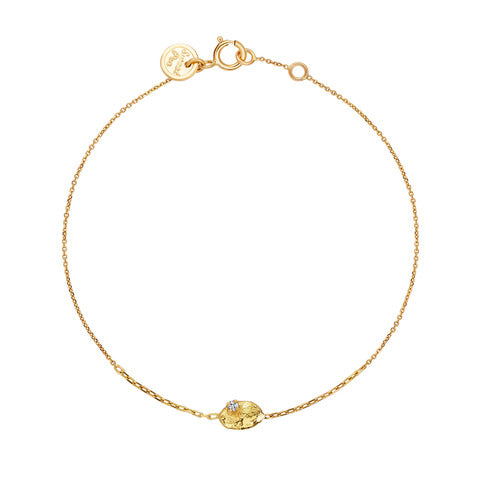 Sweet Pea Moonscape recycled 18ct yellow gold small nugget set with white diamond bracelet.