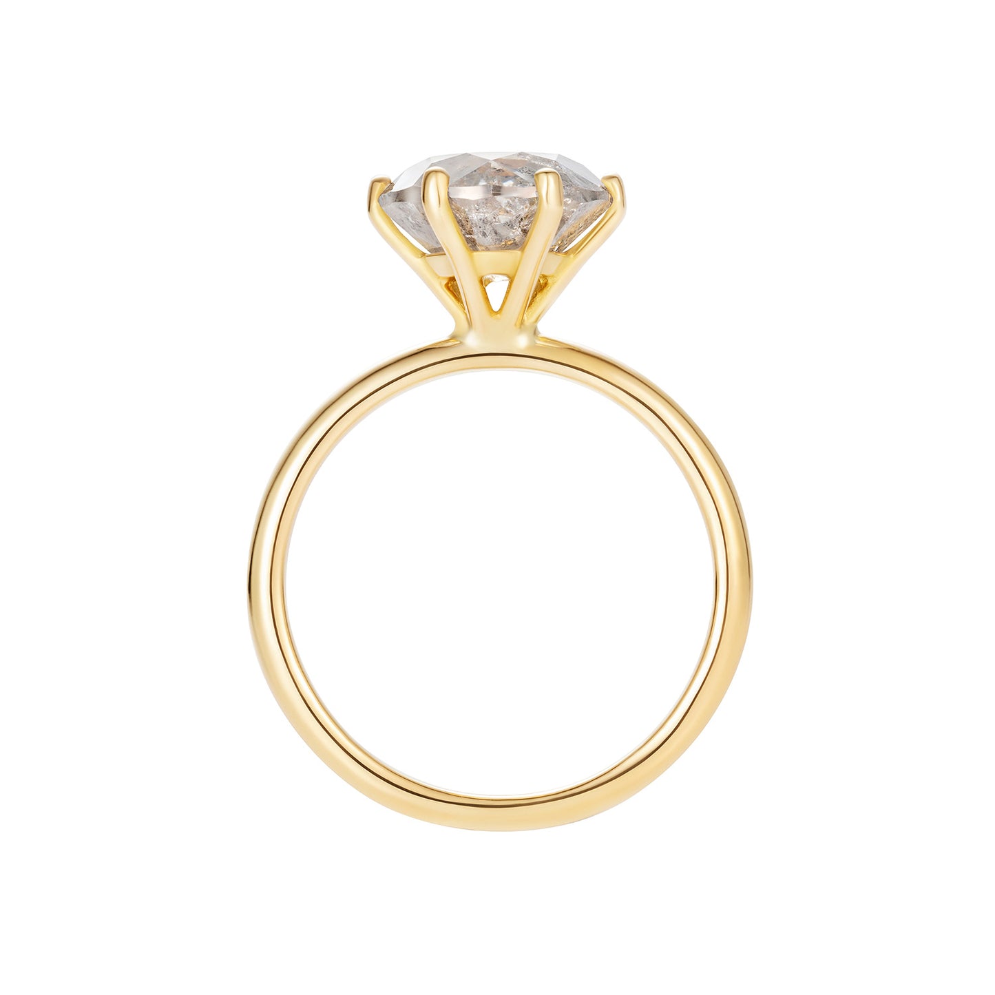 Sweet Pea 18ct yellow gold grey brilliant cut diamond engagement  ring
