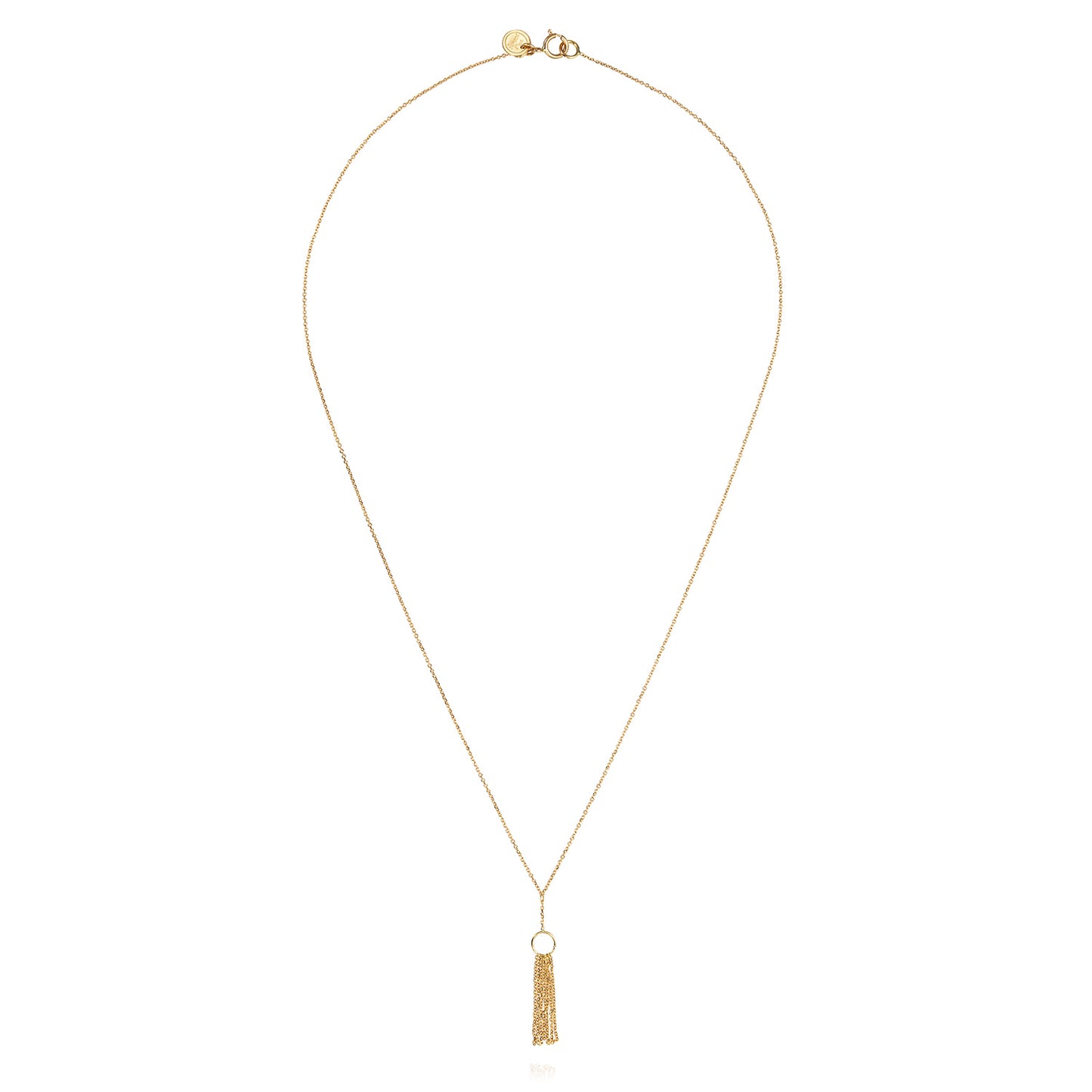 18 CT YELLOW GOLD FINE CHAIN WITH GOLD TASSEL
