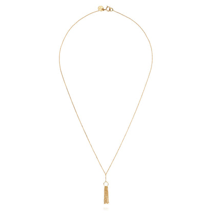 18 CT YELLOW GOLD FINE CHAIN WITH GOLD TASSEL