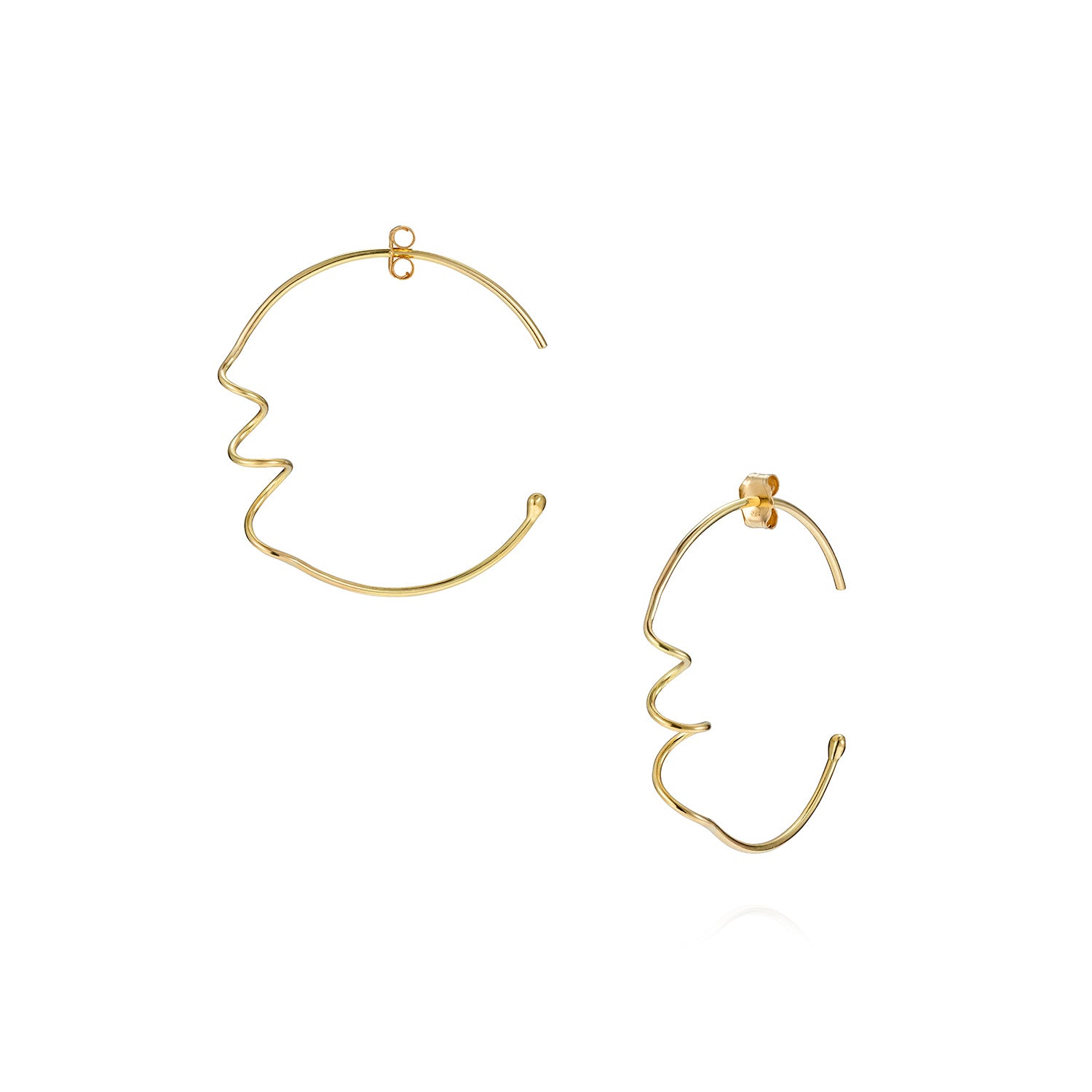 doodles in gold. 18ct yellow gold Doodle small hoop earrings