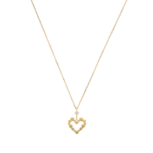 18CT YELLOW GOLD FINE CHAIN NECKLACE WITH LOVE LETTER HEART WITH DIAMOND