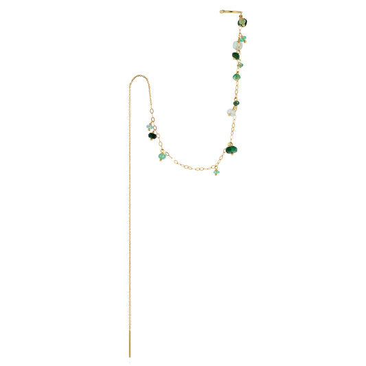 Pogo Punk Emerald Thread Through Cuff Earring