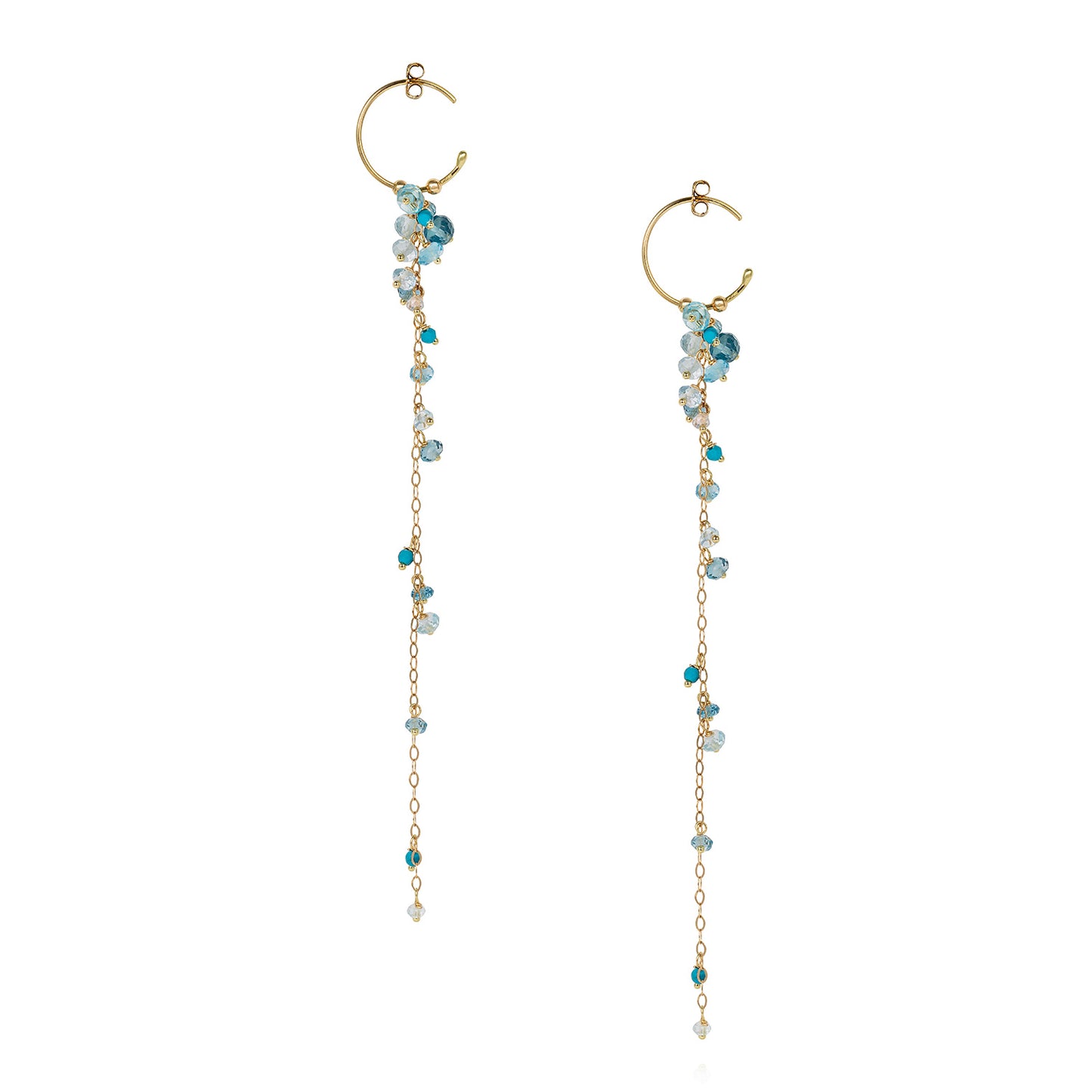 Blue Topaz And Turquoise Hoops