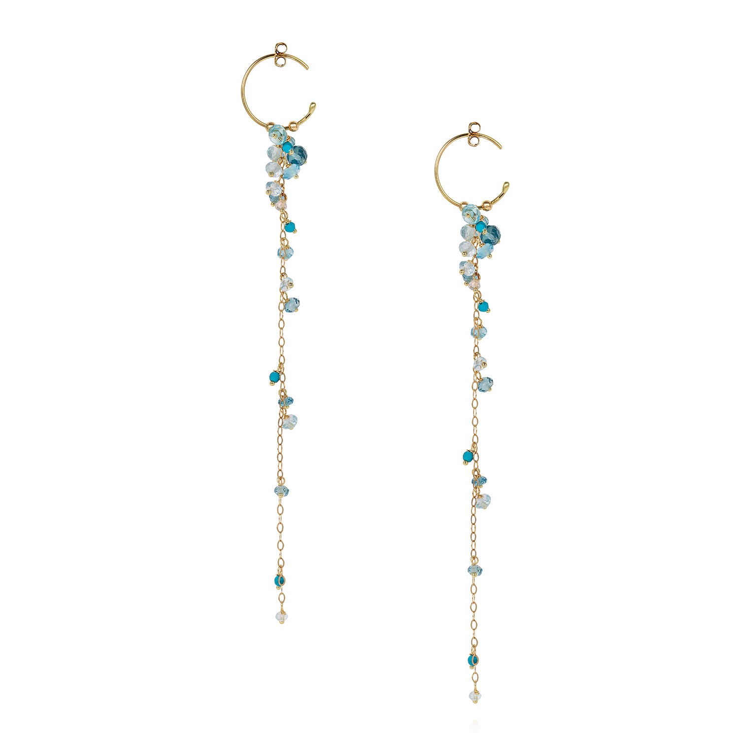 Blue Topaz And Turquoise Hoops