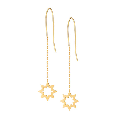 Sweet Pea 18ct yellow gold Reach For The Stars chain earring. Star and chain hook earring.