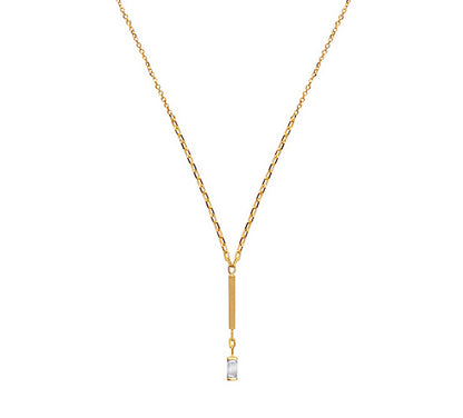 Brilliant Baguette Diamond Single Bar Pendant Necklace