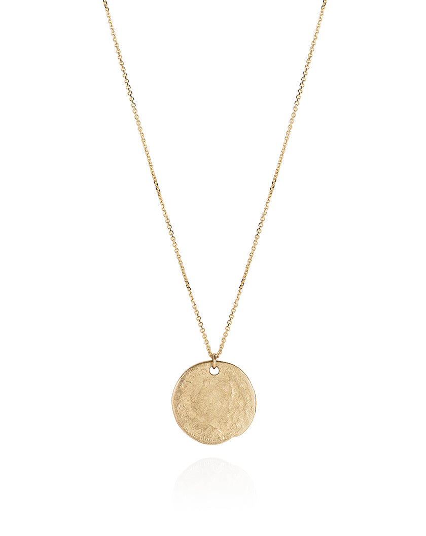 Laura Lee 9ct yellow gold Threepence weather coin necklace reverse