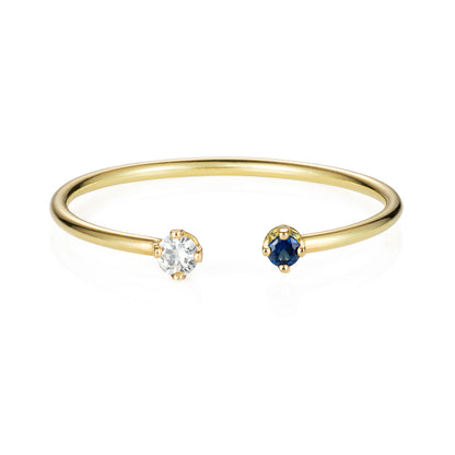 Open sapphire and Diamond Ring