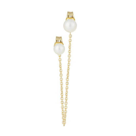 18ct yellow gold double stud with two pearls