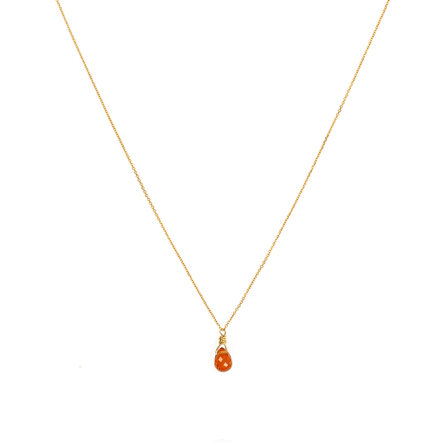 Sapphire Drop Necklace - Orange