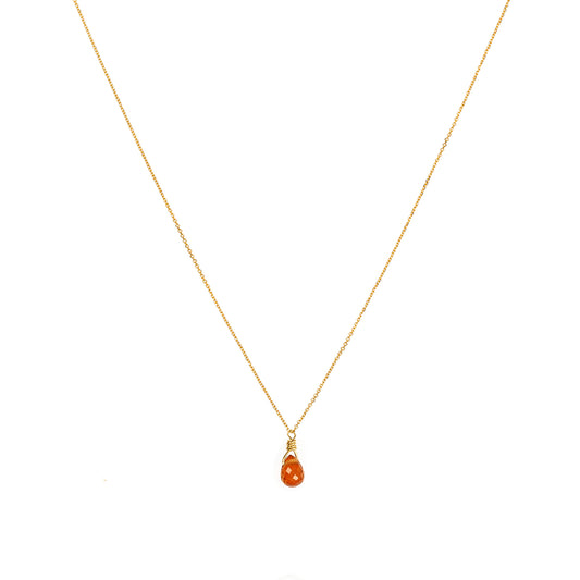 Sapphire Drop Necklace - Orange