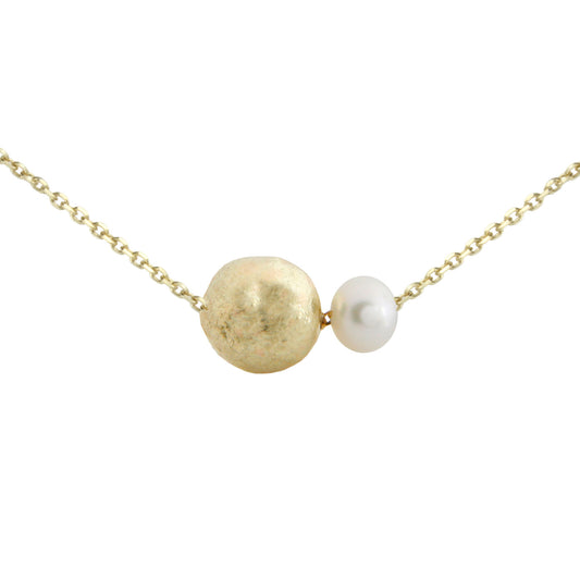 Pearl and Golden Ball Short Necklace 