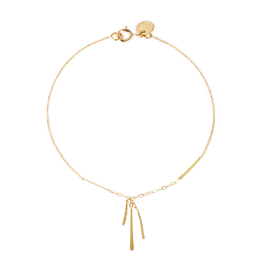 18ct gold fine chain bracelet with hanging bars