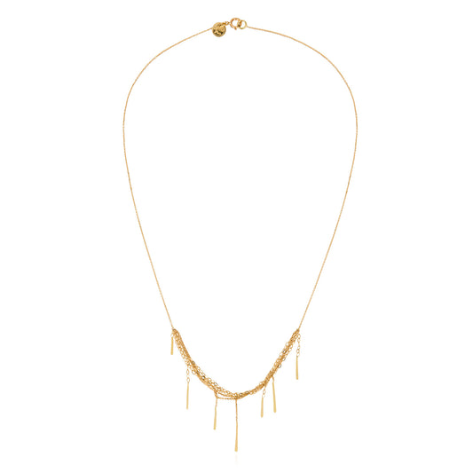 18ct gold fine and oval chain necklace with hanging bars